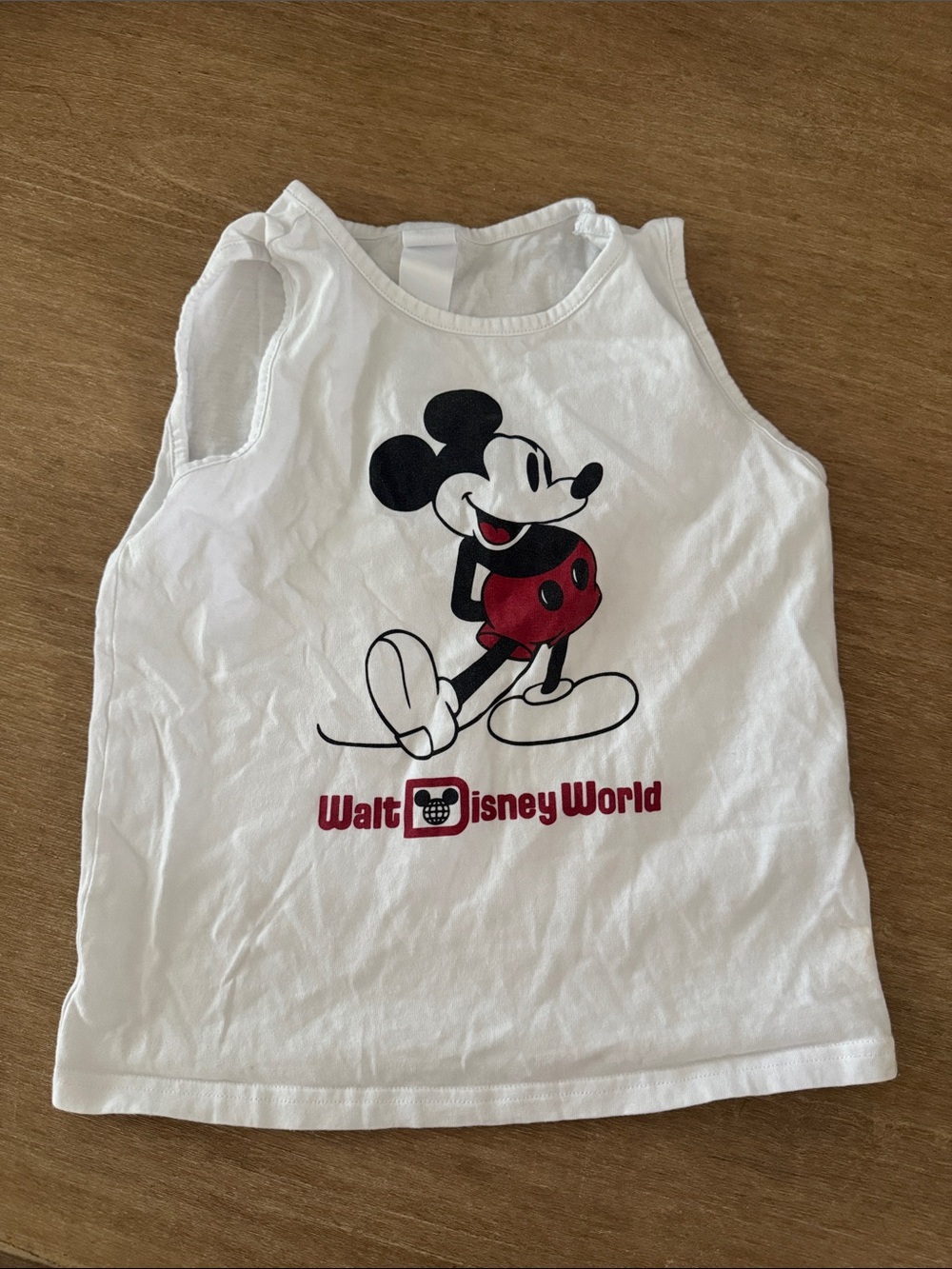 Disney White Mickey Mouse Graphic Tank Top with Red Accents